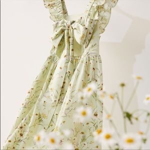 H&M Wildflower Collection Green Duffle Tie Back Dress